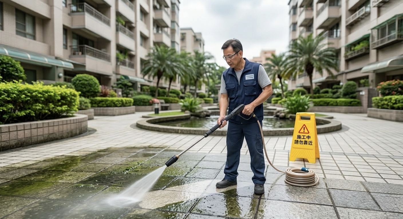 汐止、八里、淡水與三芝地區社區高壓清洗．示意圖